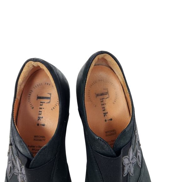 Think Square Toe Block Heels Leather Pumps Comfort Shoes Slip On Black Size 37 - Picture 7 of 10